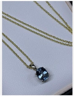 1.50ct Sapphire Solitaire Drop Pendant Necklace In 18ct Yellow Gold