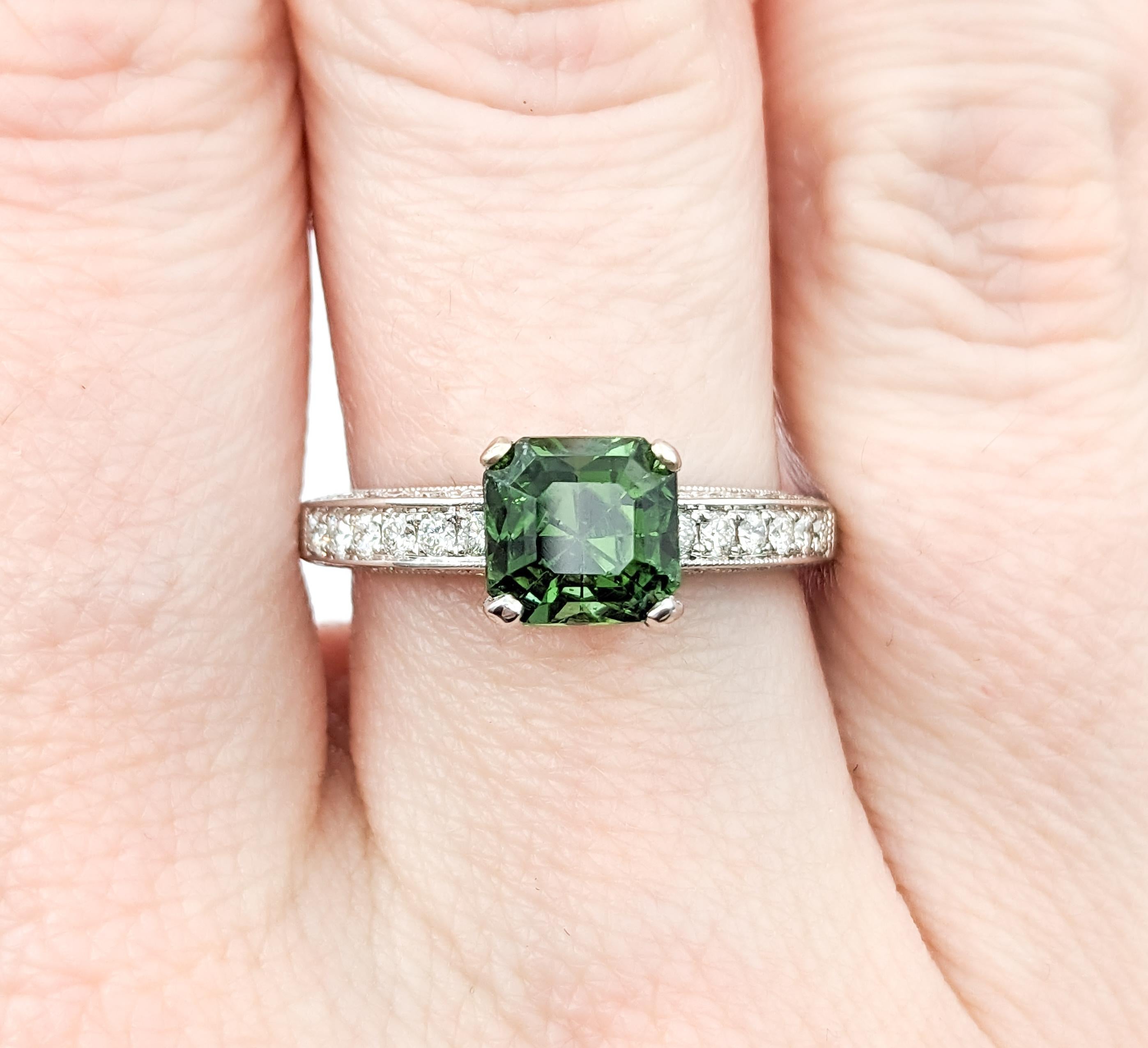 1.50ct Tourmaline & .60ctw Diamond Ring In White Gold For Sale 4