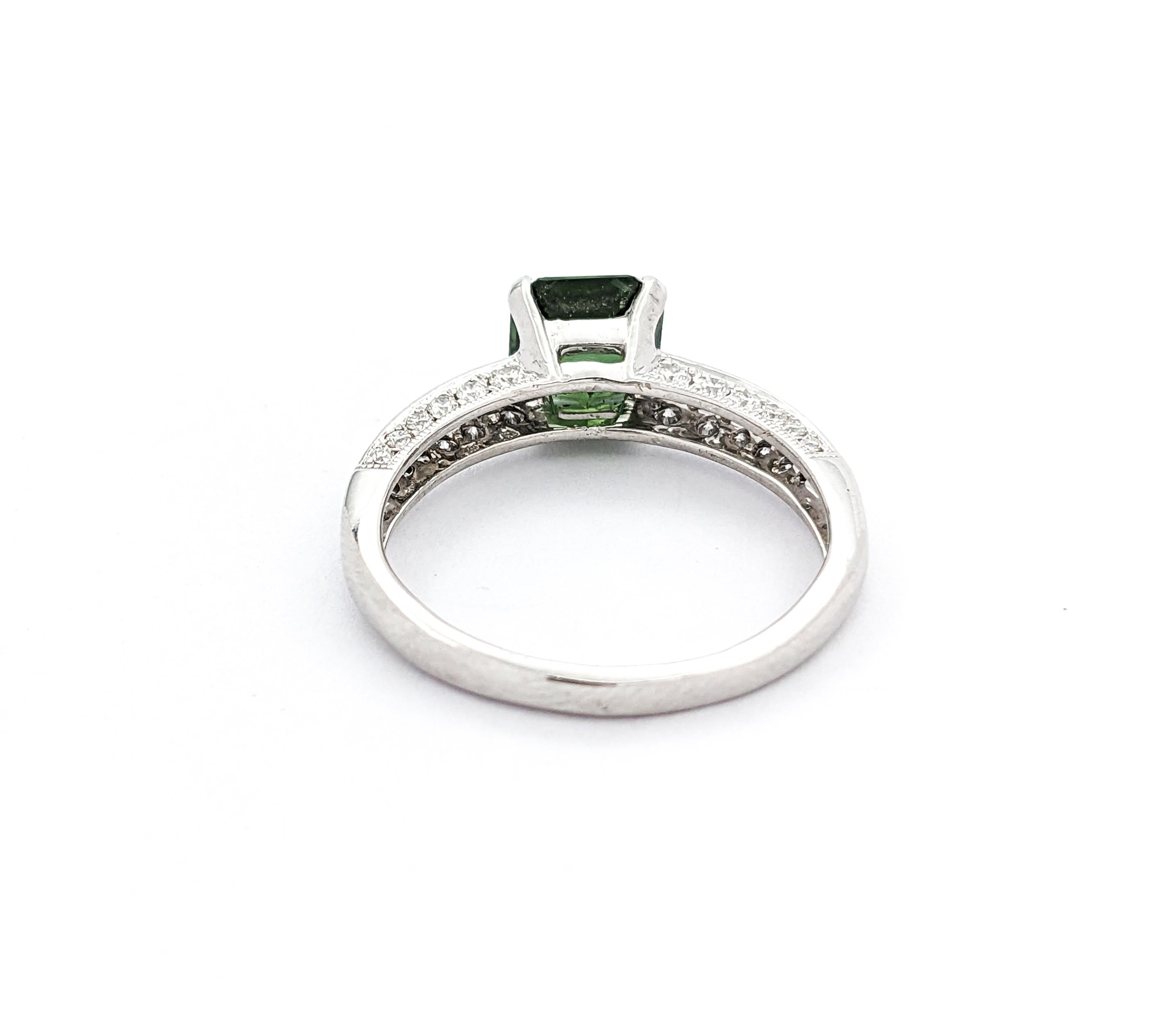 1.50ct Tourmaline & .60ctw Diamond Ring In White Gold In Excellent Condition For Sale In Bloomington, MN
