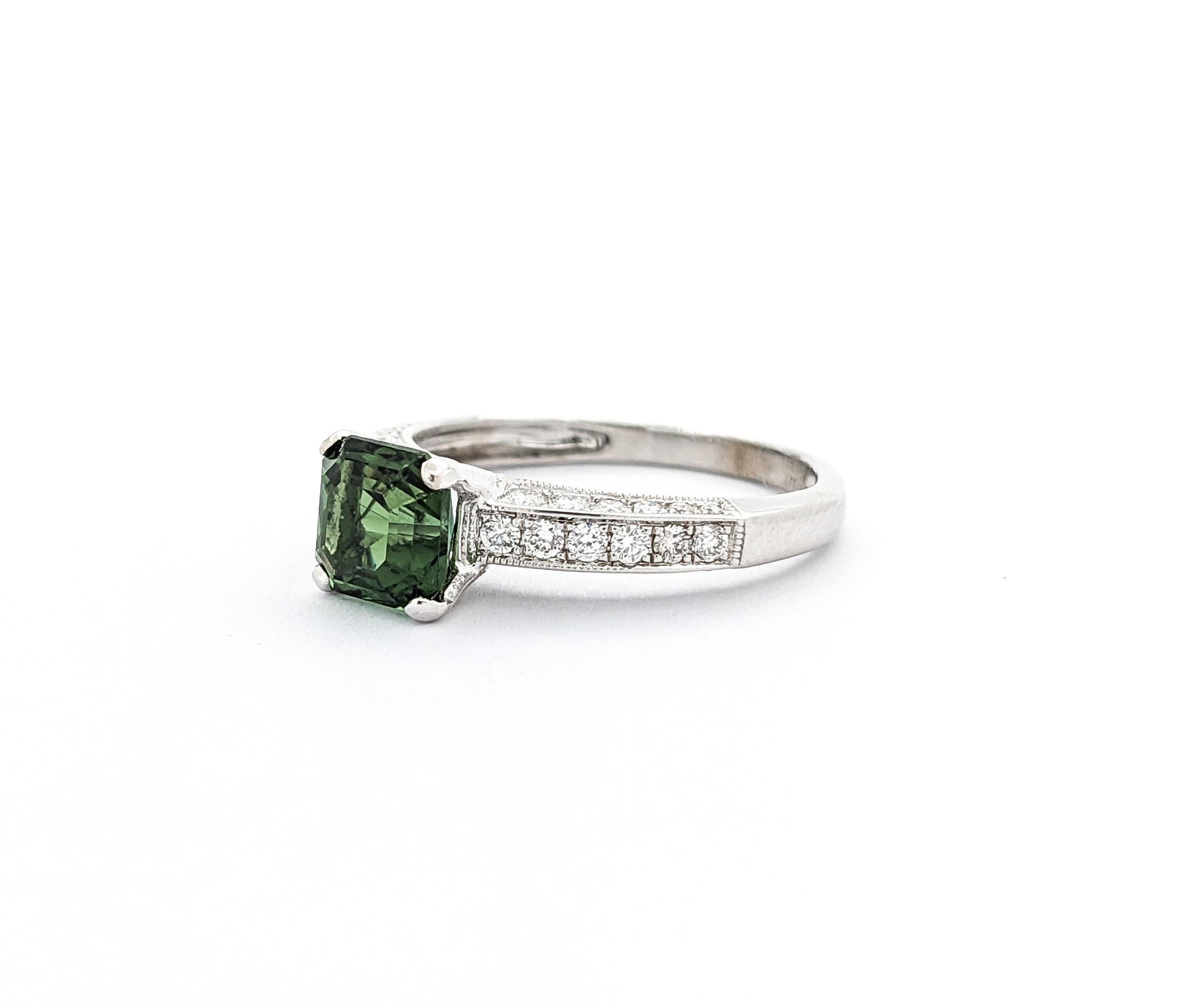 Women's 1.50ct Tourmaline & .60ctw Diamond Ring In White Gold For Sale