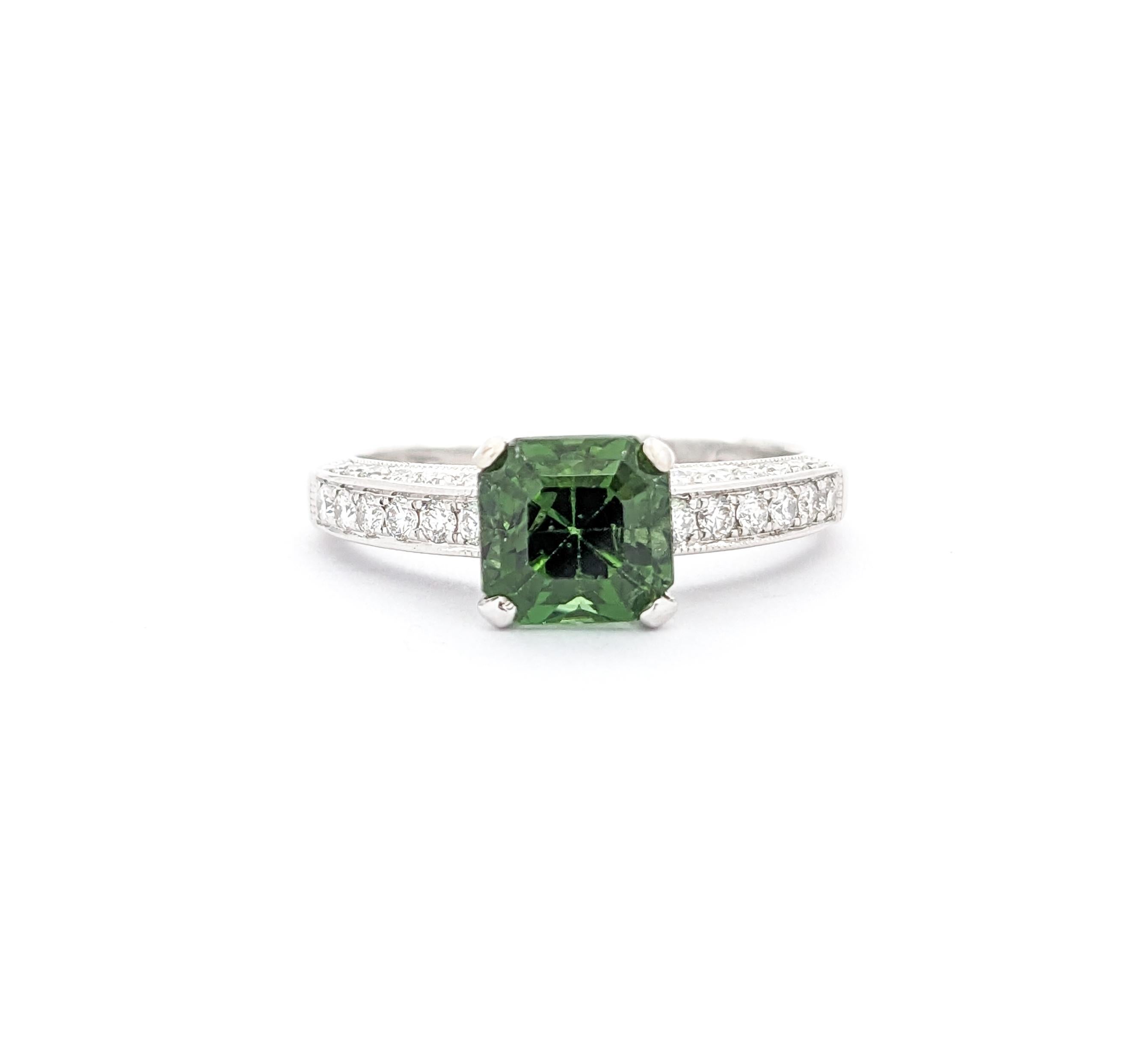 1.50ct Tourmaline & .60ctw Diamond Ring In White Gold For Sale 1