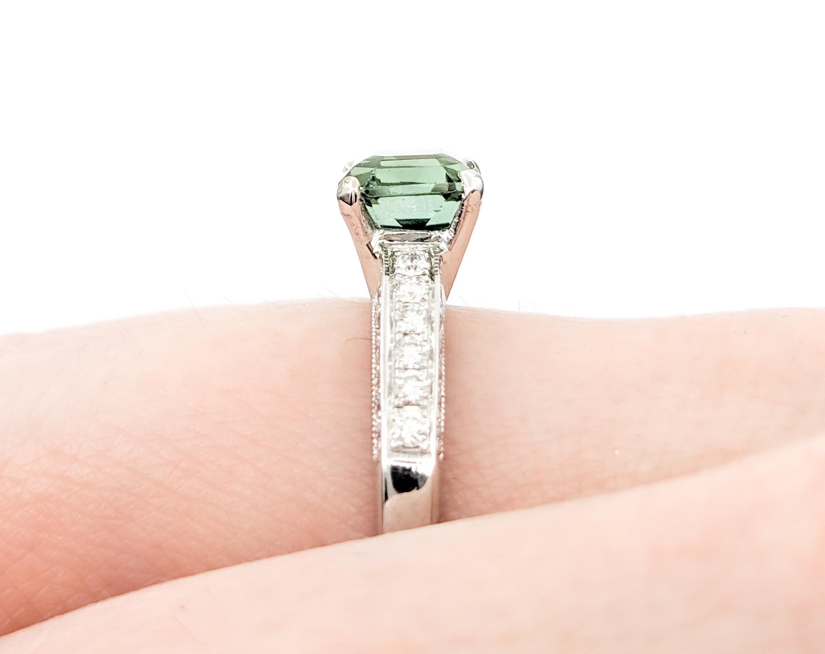 1.50ct Tourmaline & .60ctw Diamond Ring In White Gold For Sale 2
