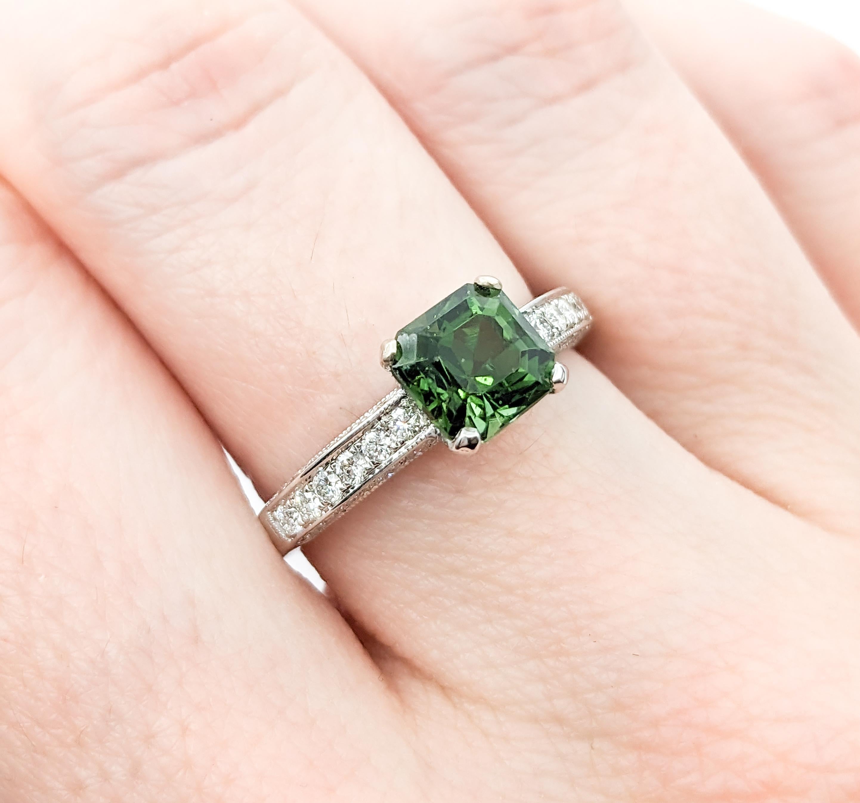 1.50ct Tourmaline & .60ctw Diamond Ring In White Gold For Sale 3