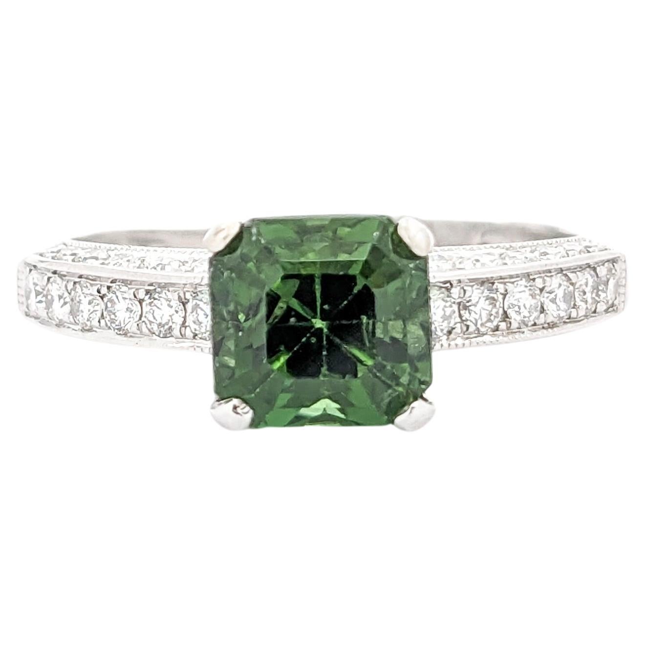 1.50ct Tourmaline & .60ctw Diamond Ring In White Gold For Sale
