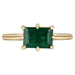 1.50cts 14K Emerald East-West 8-Prong Emerald Solitaire Gold Ring