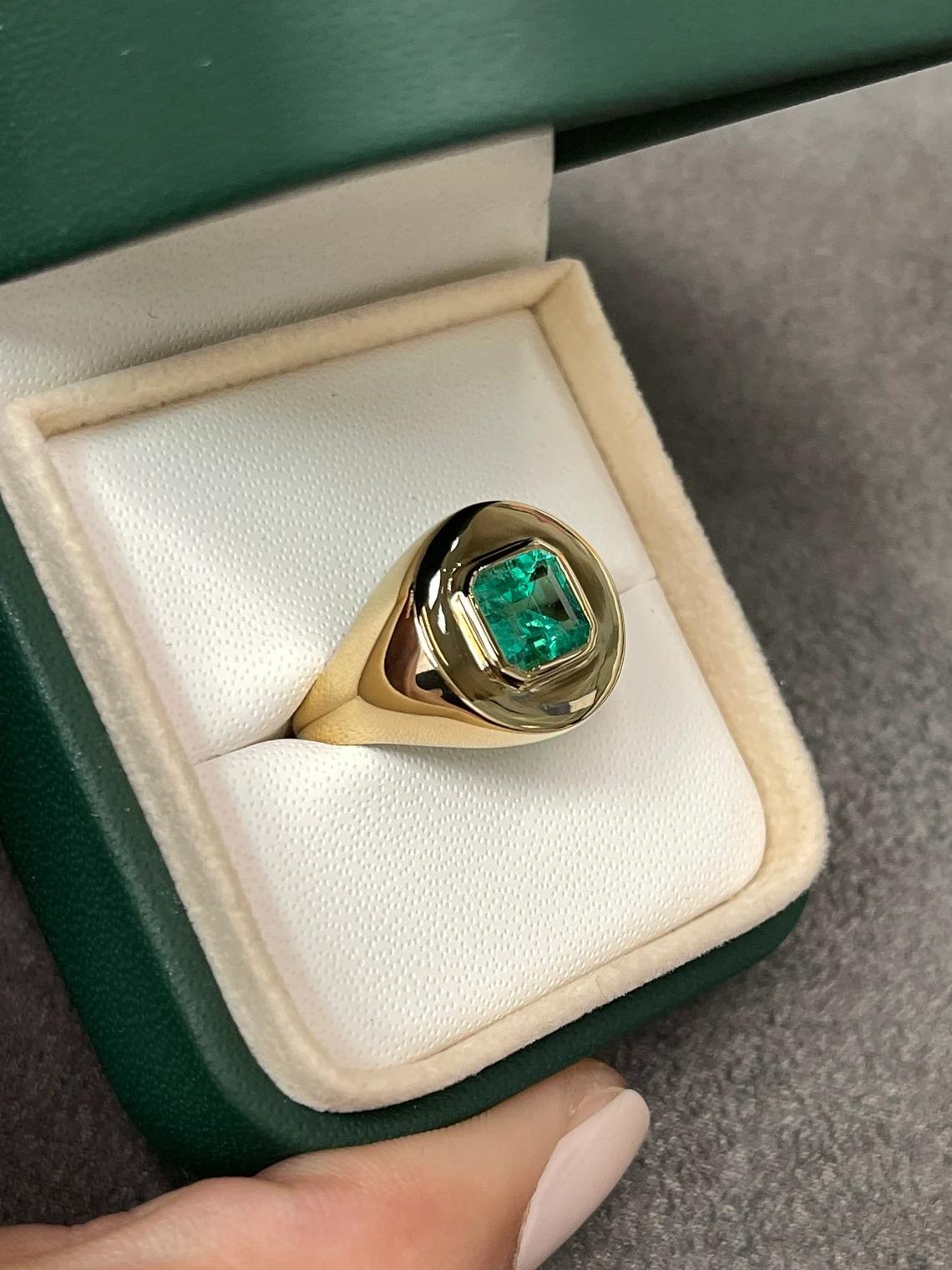 emerald cut diamond signet ring
