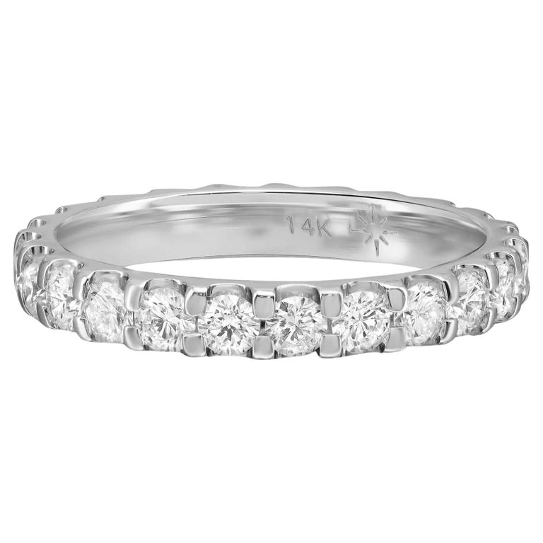 1.50Cttw Prong Set Round Cut Diamond Eternity Band Ring 14k White Gold ...