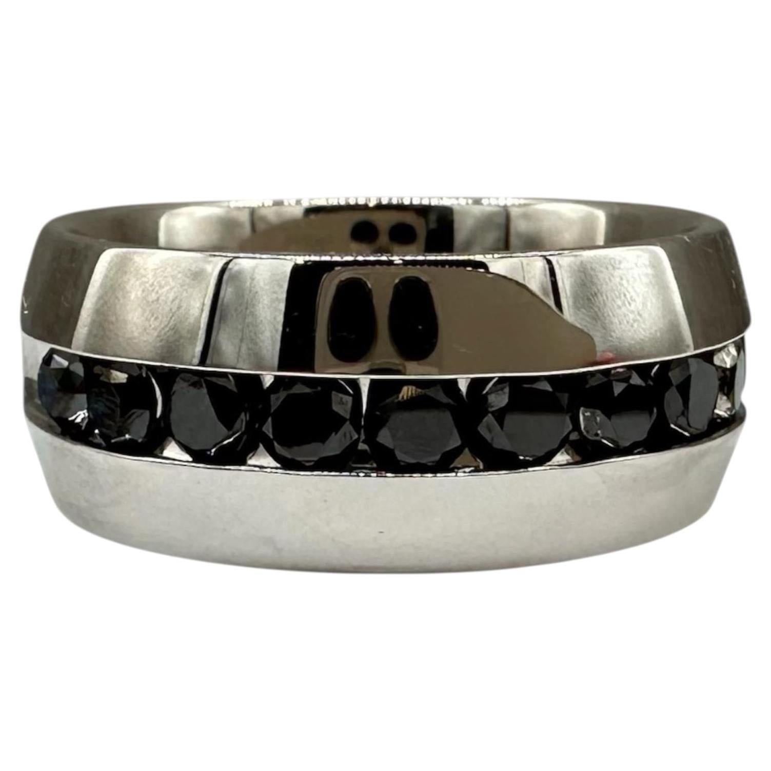 1.50ctw Black Diamond Mens Ring Sterling Silver Size 10