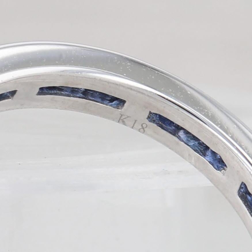 Anneau d'éternité en or blanc 18 carats avec saphir bleu 1,50 carat, taille 5 en vente 1