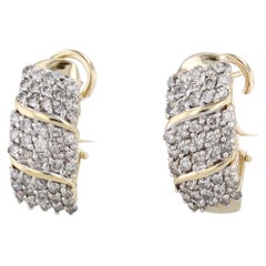 1.50ctw Diamond Cluster Drop Earrings 14k Yellow Gold Omega Backs