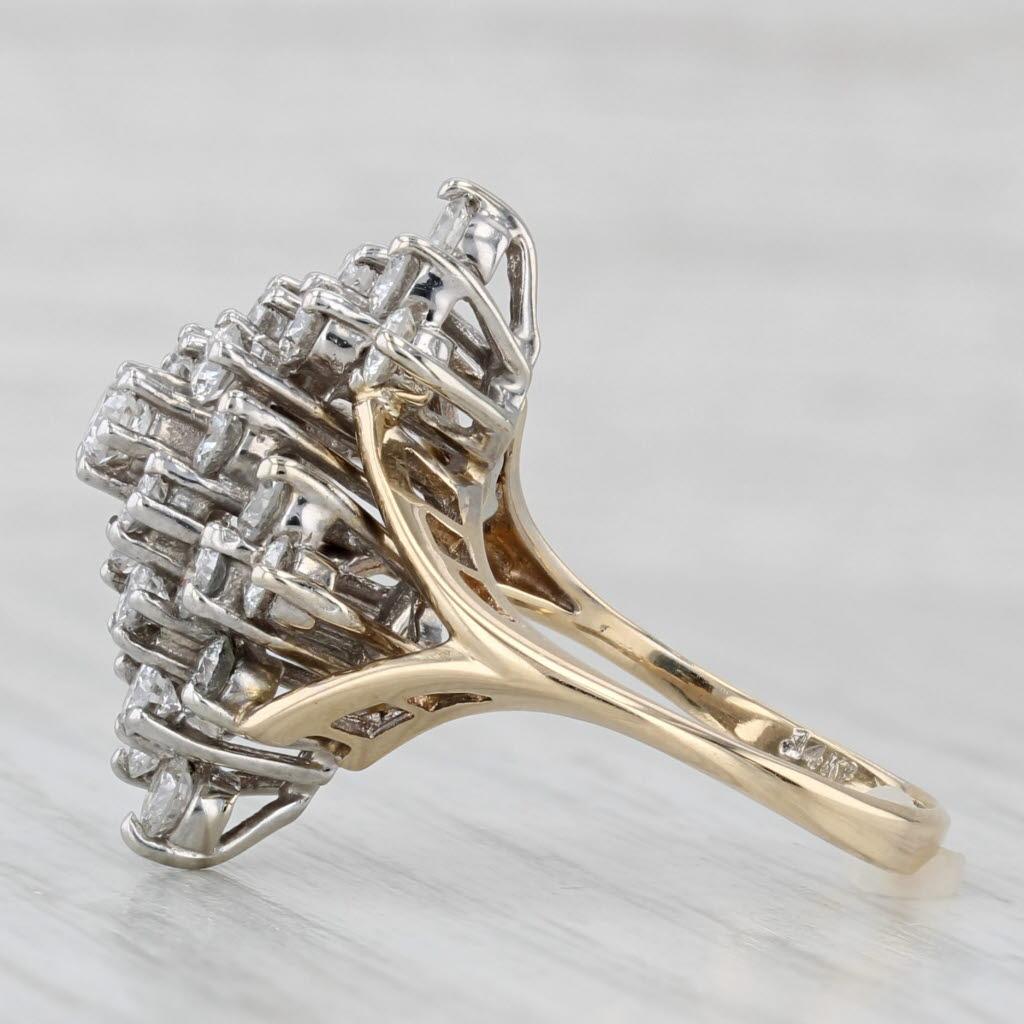 Informations sur les pierres précieuses :
- Diamants naturels -
Total des carats - 1.50ctw
Taille - Brilliante ronde
Couleur - F - H
Clarté - VS2 - SI1

Métal : Or jaune et blanc 14k
Poids : 5,6 grammes 
Timbres : 14k
Hauteur de la face : 22.7 mm