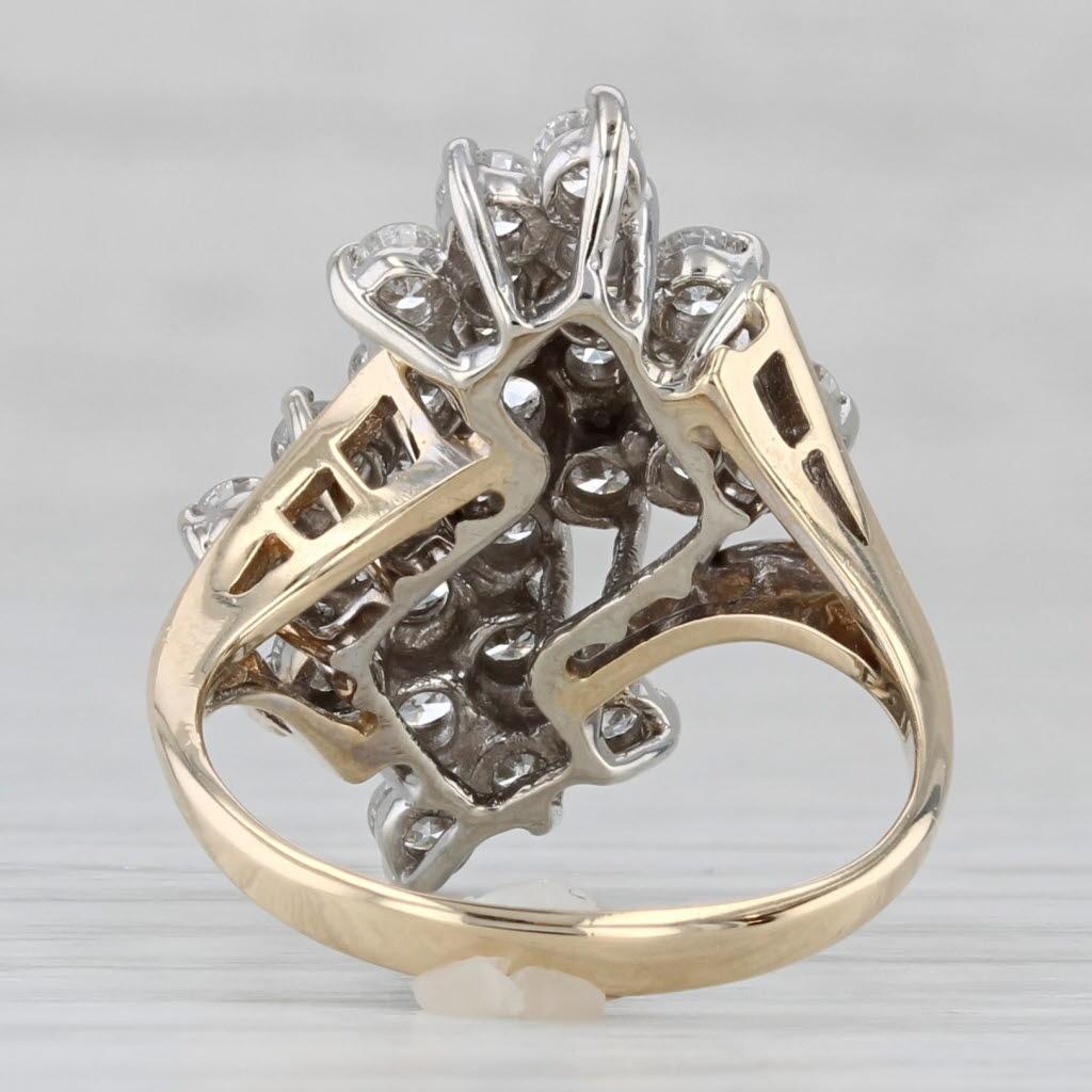 Taille ronde 1.50ctw Diamond Cluster Ring 14k Yellow Gold Size 6.5 Cocktail en vente