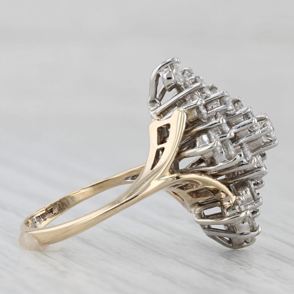1.50ctw Diamond Cluster Ring 14k Yellow Gold Size 6.5 Cocktail Unisexe en vente