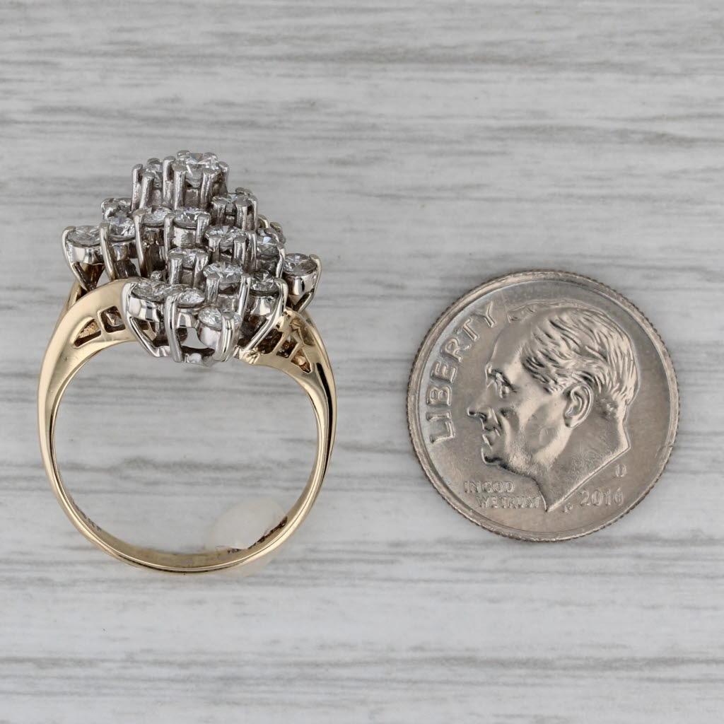 1.50ctw Diamond Cluster Ring 14k Yellow Gold Size 6.5 Cocktail en vente 2