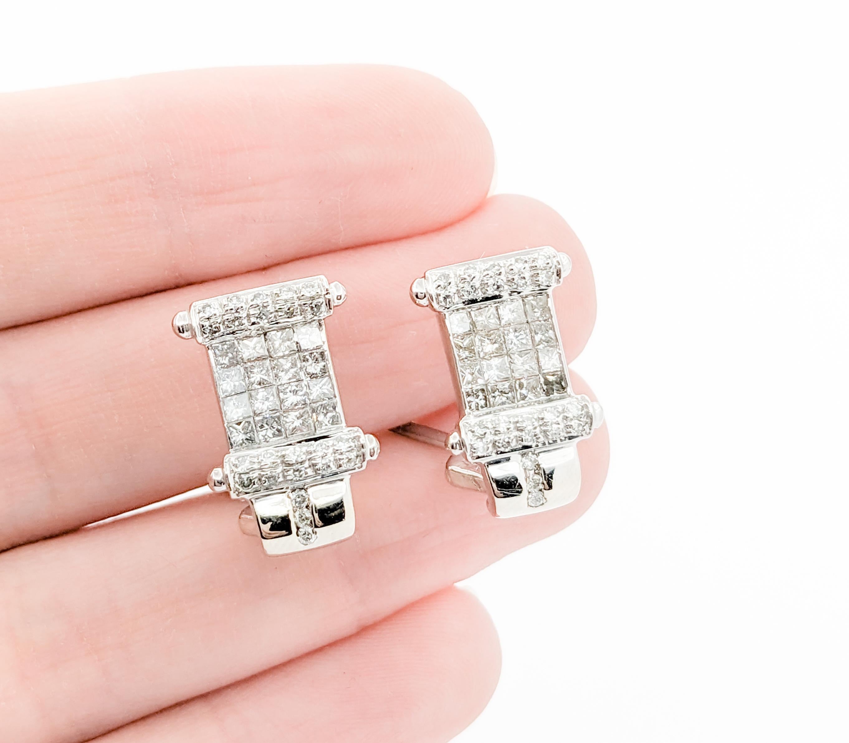 1,50 Karat Diamant Omega-Ohrringe mit Rückenlehne aus Weißgold Damen
