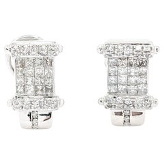 1,50 Karat Diamant Omega-Ohrringe mit Rückenlehne aus Weißgold