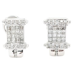 1.50ctw Diamond Omega Back Earrings In White Gold