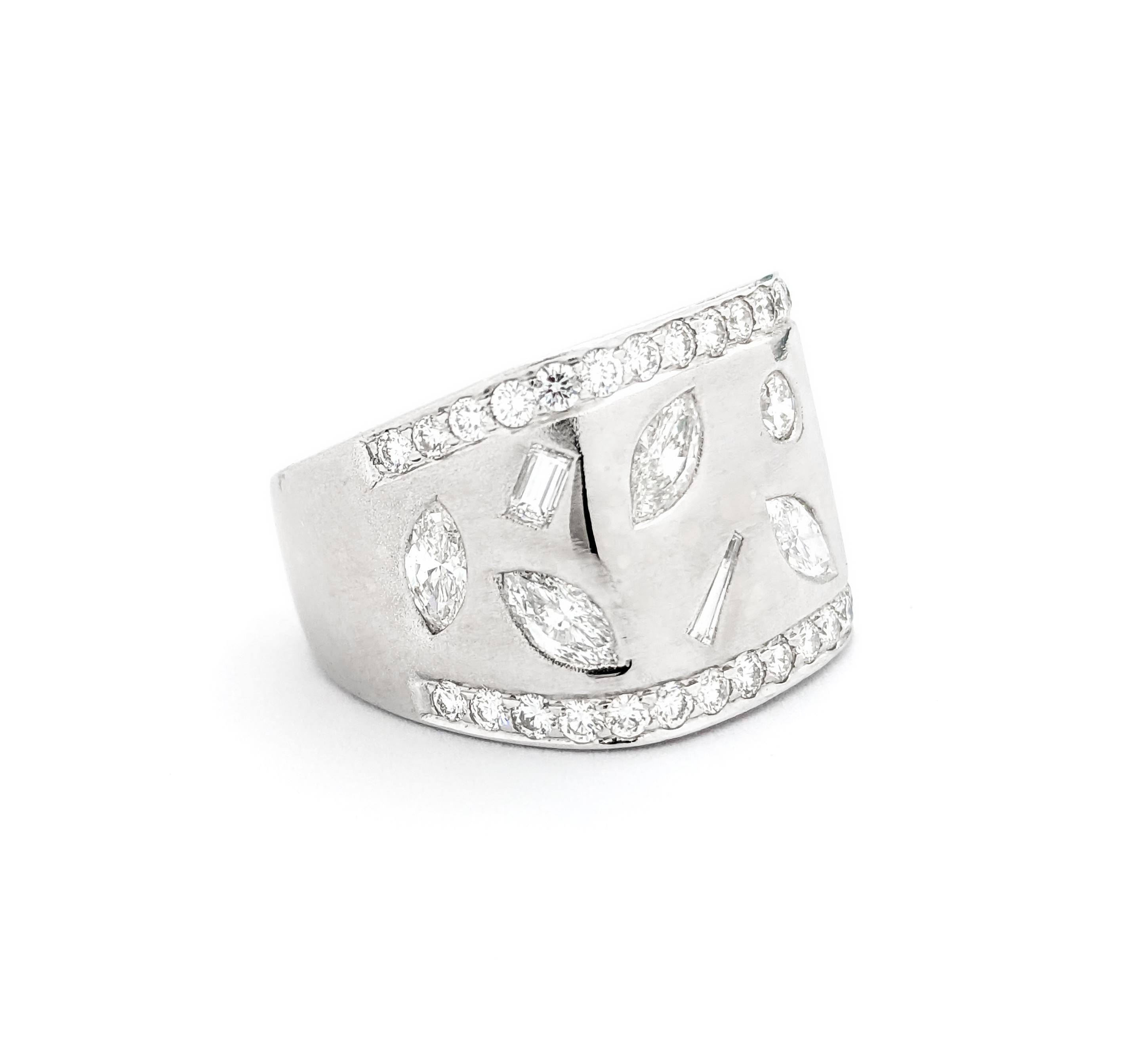 Contemporary 1.50ctw Diamond Ring In White Gold For Sale