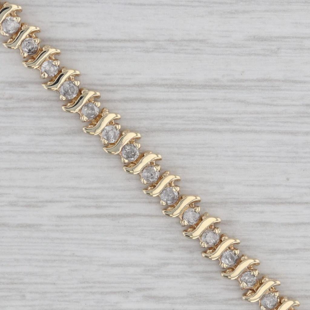 Round Cut 1.50ctw Diamond Tennis Bracelet 10k Yellow Gold 7