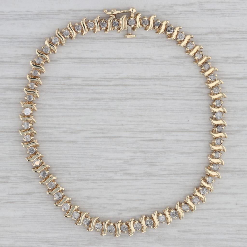 1.50ctw Diamond Tennis Bracelet 10k Yellow Gold 7