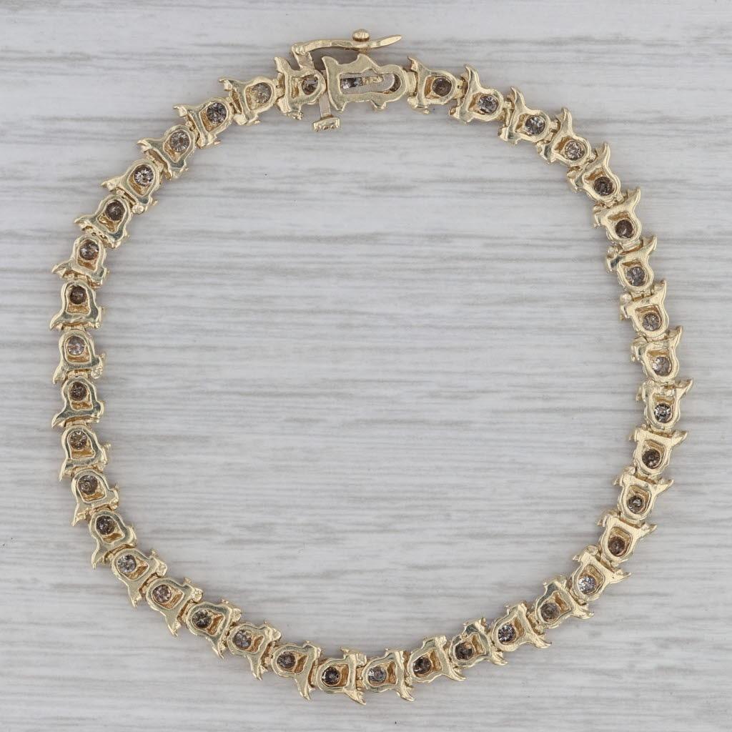 Round Cut 1.50ctw Diamond Tennis Bracelet 10k Yellow Gold 7.25