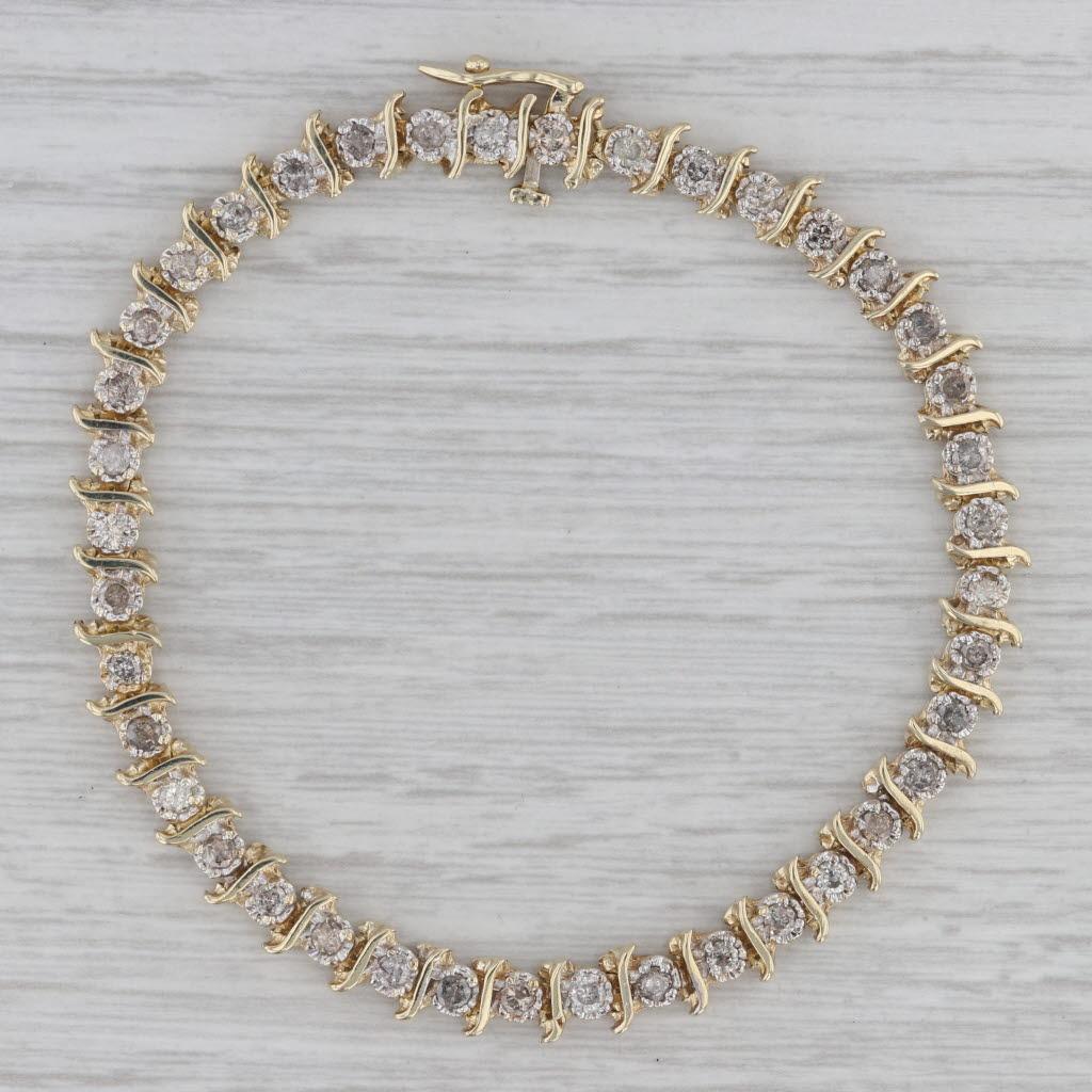 1.50ctw Diamond Tennis Bracelet 10k Yellow Gold 7.25