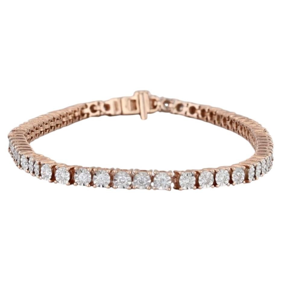 1.50ctw Diamant-Tennis-Armband 14k Rose Gold 9" 3.7mm im Angebot