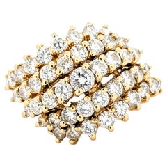 Vintage 1.50ctw Diamond Waterfall Cluster Ring In Yelllow Gold