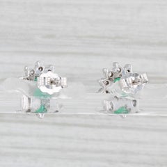 1.50ctw Emerald Diamond Halo Stud Earrings 14k White Gold