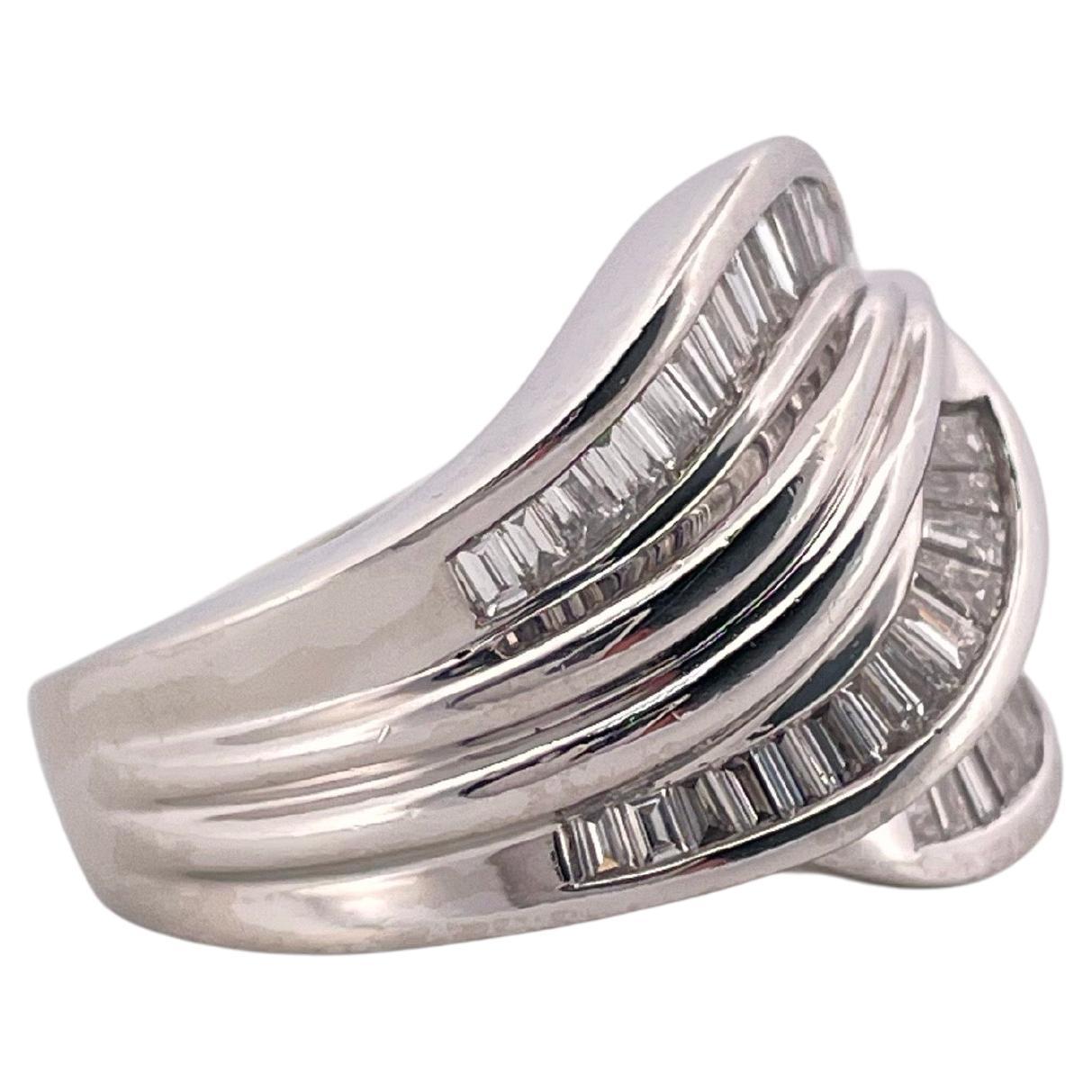 1,50ctw F VS2 Diamant Ring Set in Platin (Baguetteschliff) im Angebot