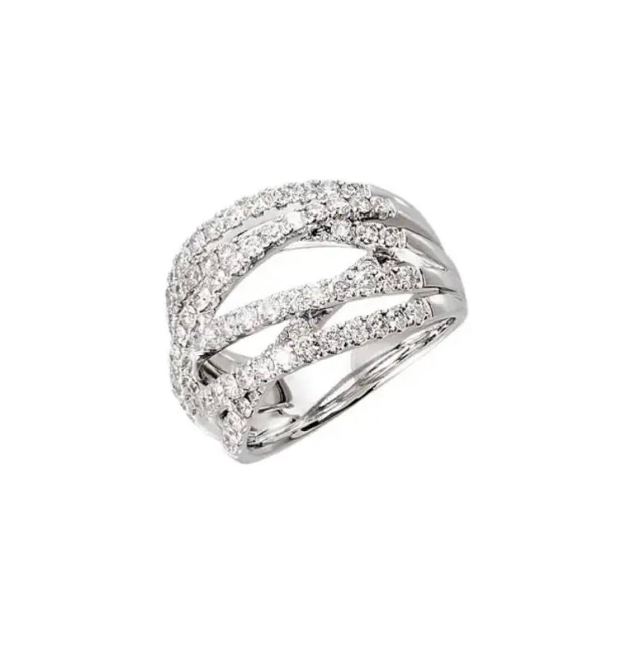 1,50 Karat natürlicher Diamant 14K Weißgold Ring (Rundschliff) im Angebot