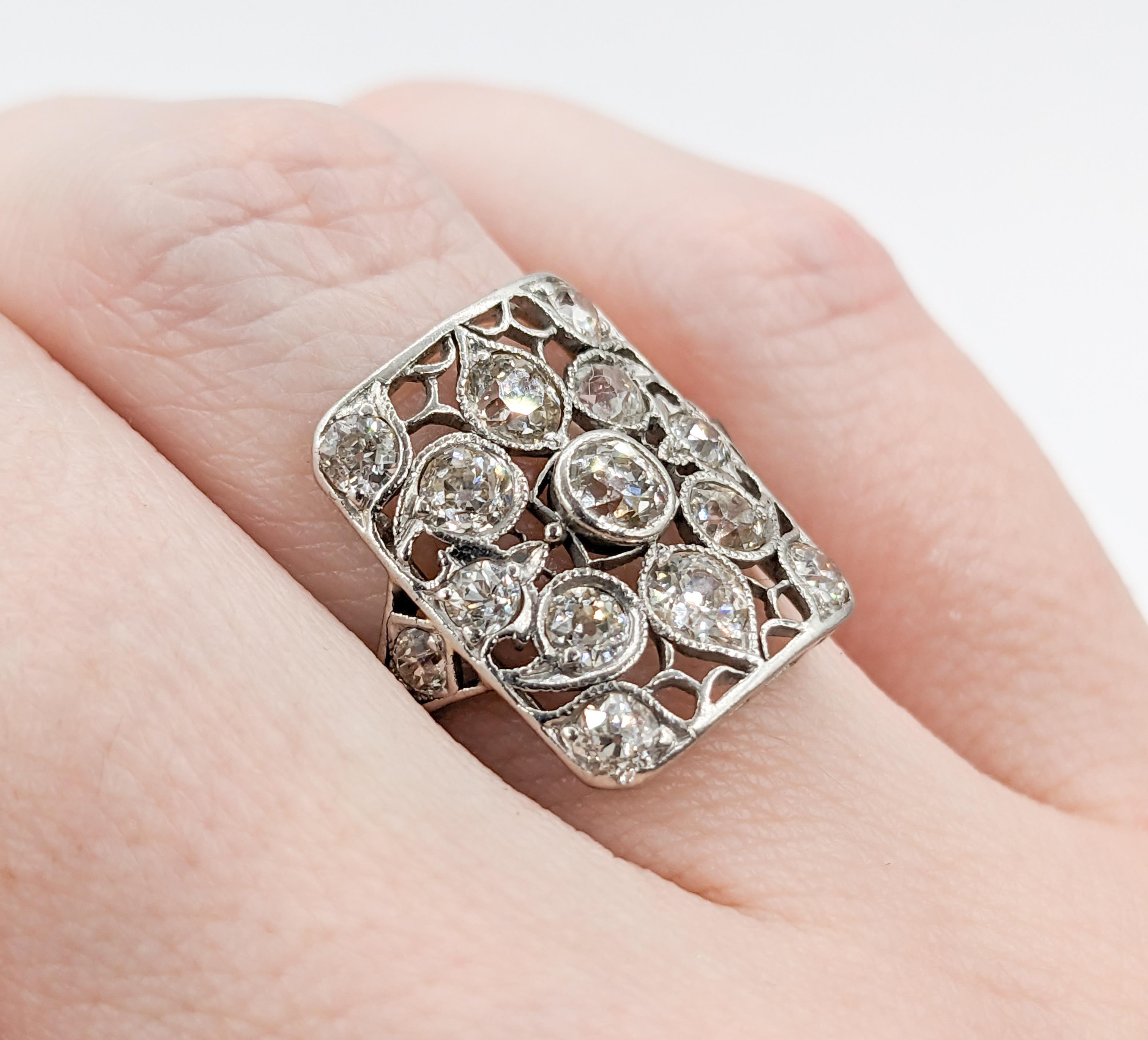 1,50 Karat Platinring mit Diamant im Altminenschliff (Alteuropäischer Brillantschliff)