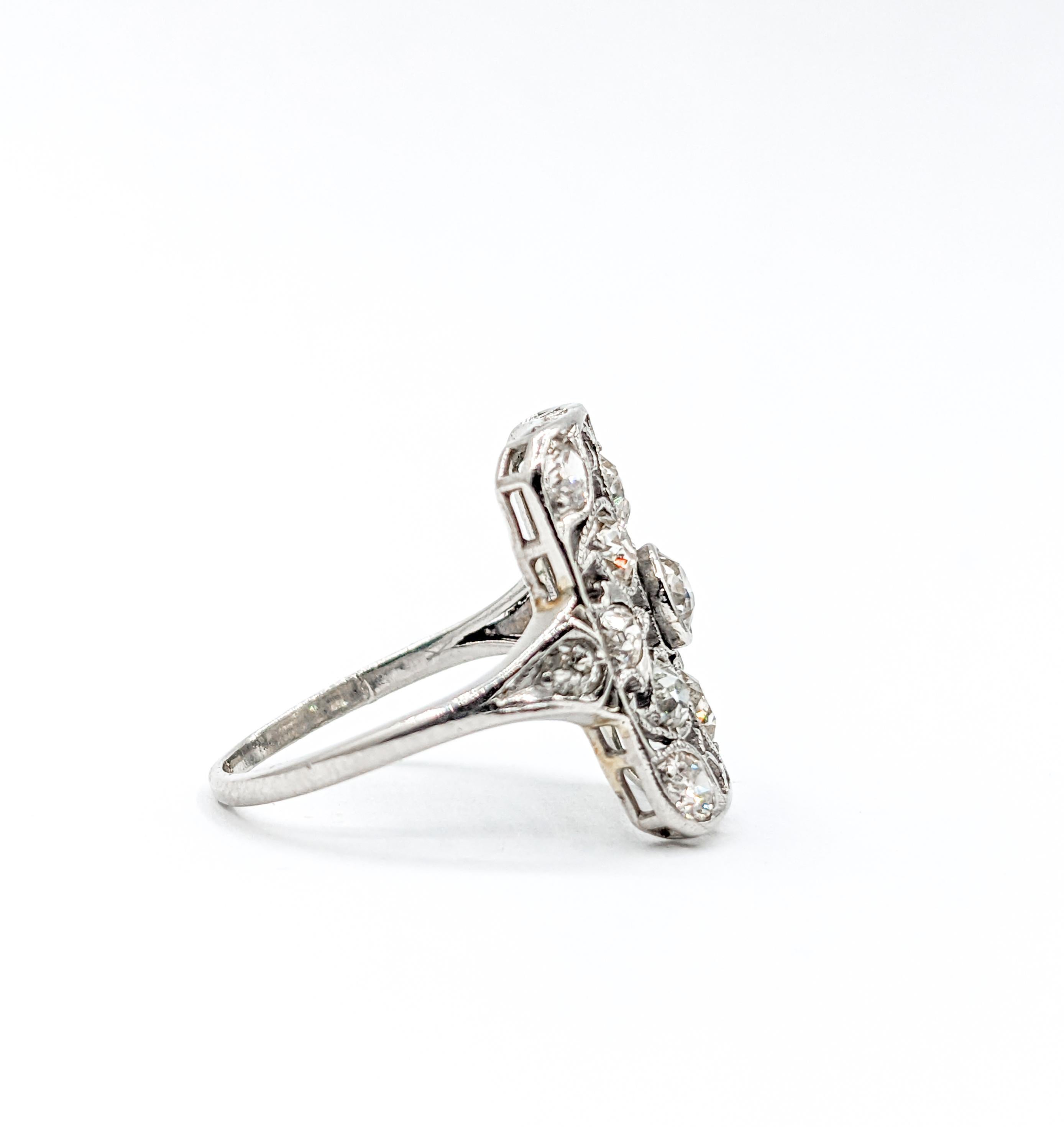 1,50 Karat Platinring mit Diamant im Altminenschliff Damen