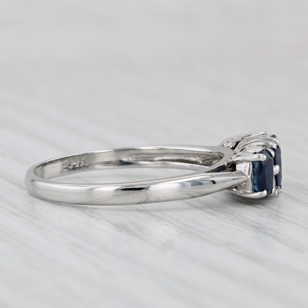 Women's 1.50ctw Oval Blue Sapphire 3-Stone Diamond Ring 14k White Gold Size 9.5