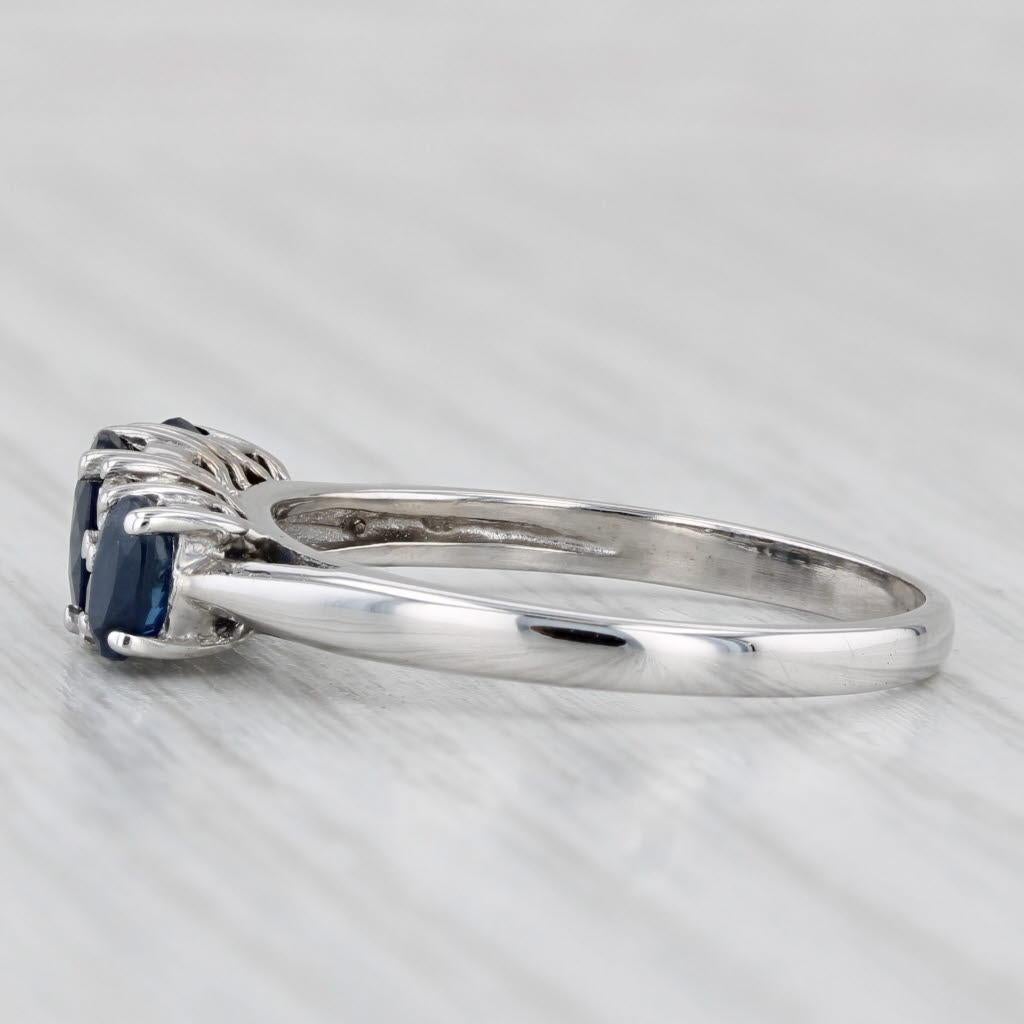 1.50ctw Oval Blue Sapphire 3-Stone Diamond Ring 14k White Gold Size 9.5 3