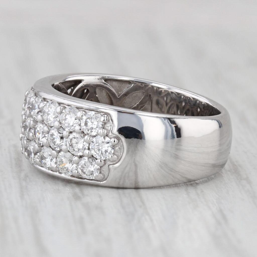 1.50ctw Pave Diamond Cluster Ring 14k White Gold Size 7 Band Caro74 Unisexe en vente