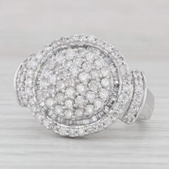 1.50ctw Pave Diamond Cluster Ring 14k White Gold Size 7 Cocktail
