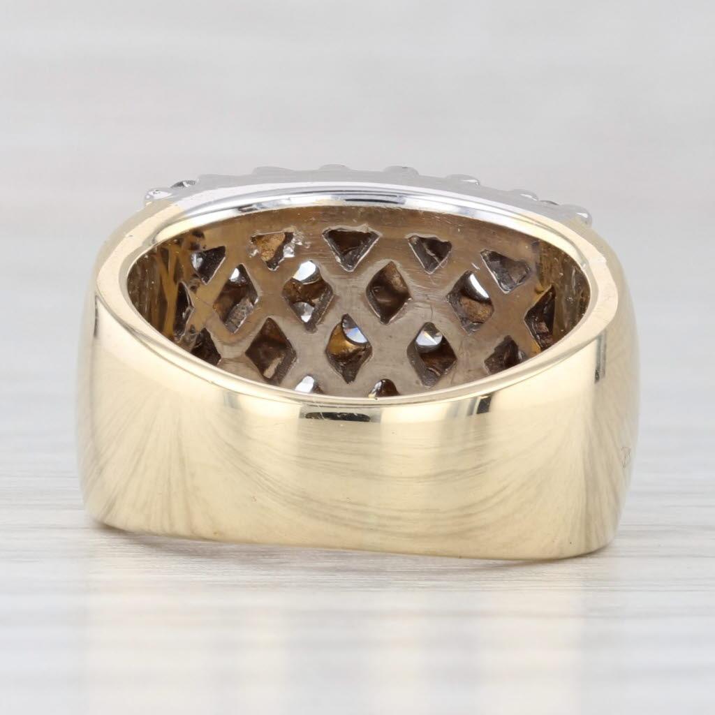 1,50ctw Pave Diamond Cocktail Ring 18k Weiß Gelbgold Größe 5 (Rundschliff) im Angebot