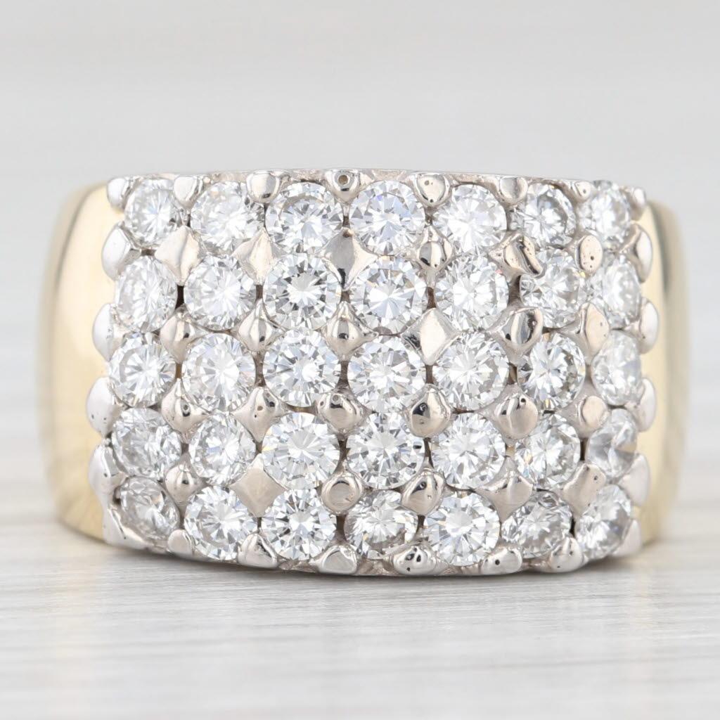 1,50ctw Pave Diamond Cocktail Ring 18k Weiß Gelbgold Größe 5 für Damen oder Herren im Angebot