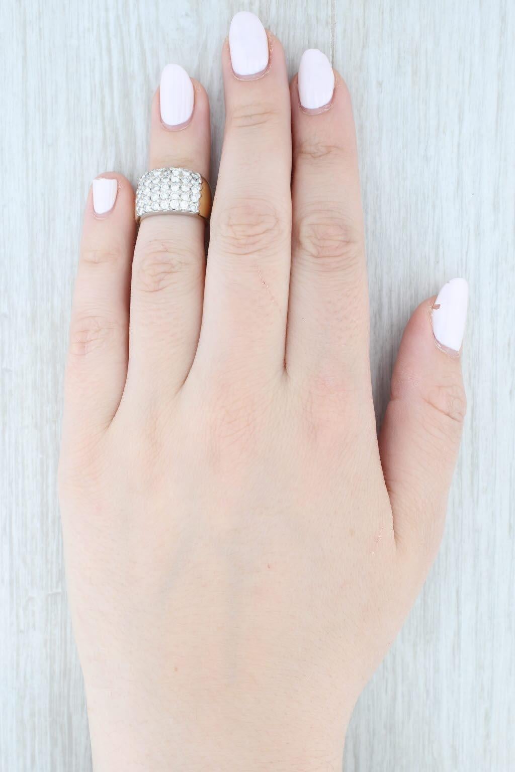 1,50ctw Pave Diamond Cocktail Ring 18k Weiß Gelbgold Größe 5 im Angebot 3