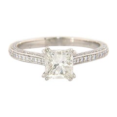 straight diamond rings 1.50ctw Princess Diamond Straight Engagement Ring in Platinum