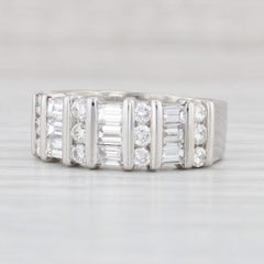 1.50ctw Round Baguette Diamond Band Platinum Size 6.75 Ring Stackable Wedding