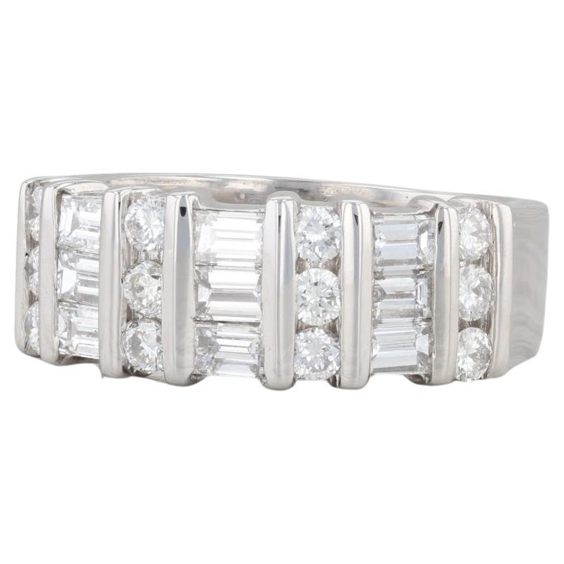 1.50ctw Round Baguette Diamond Band Platinum Size 6.75 Ring Stackable Wedding For Sale