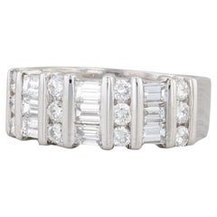 1.50ctw Round Baguette Diamond Band Platinum Size 6.75 Ring Stackable Wedding