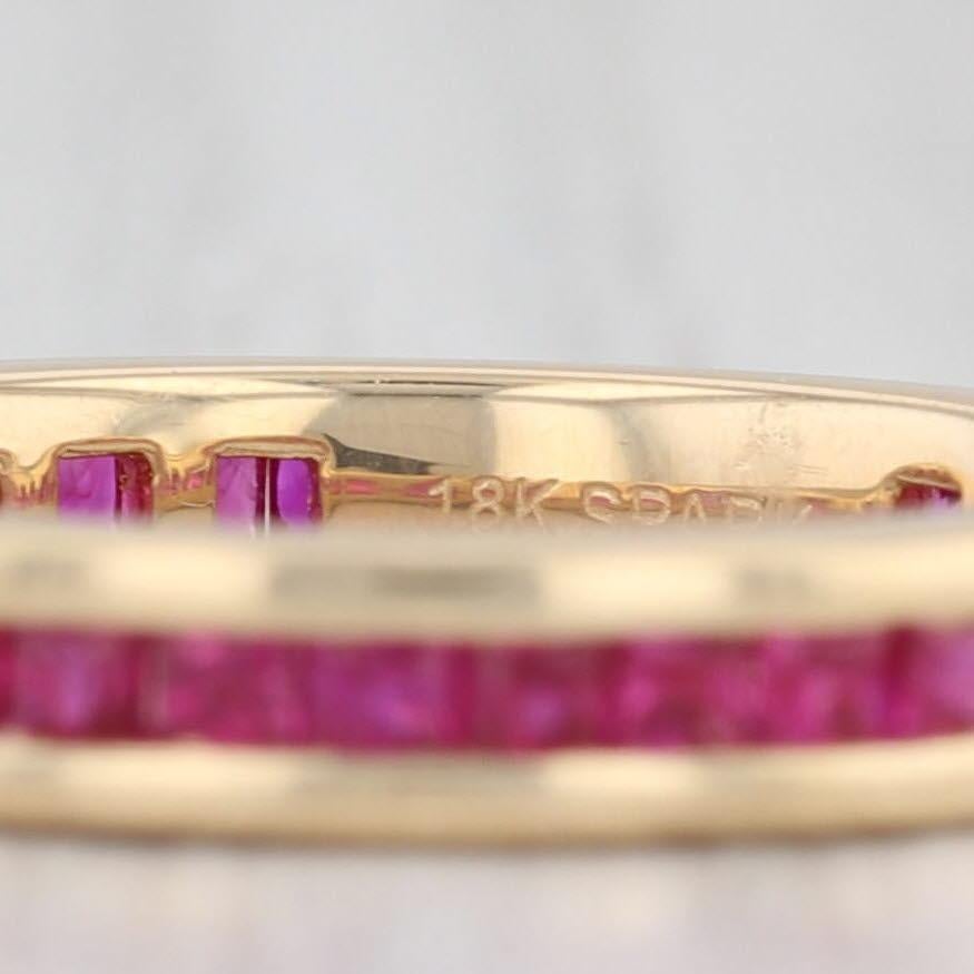 1.50ctw Ruby Eternity Band 18k Yellow Gold Size 6 Wedding Stackable Ring Spark For Sale 1