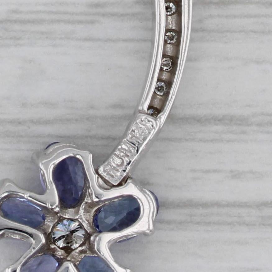Femenino o masculino 1.50ctw Tanzanita Diamante Flor Colgante Collar 14k Oro Blanco 18