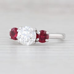 1.50ctw VS2 Diamond Ruby Ring 14k White Gold Sz 5 Round Brilliant GIA Engagement