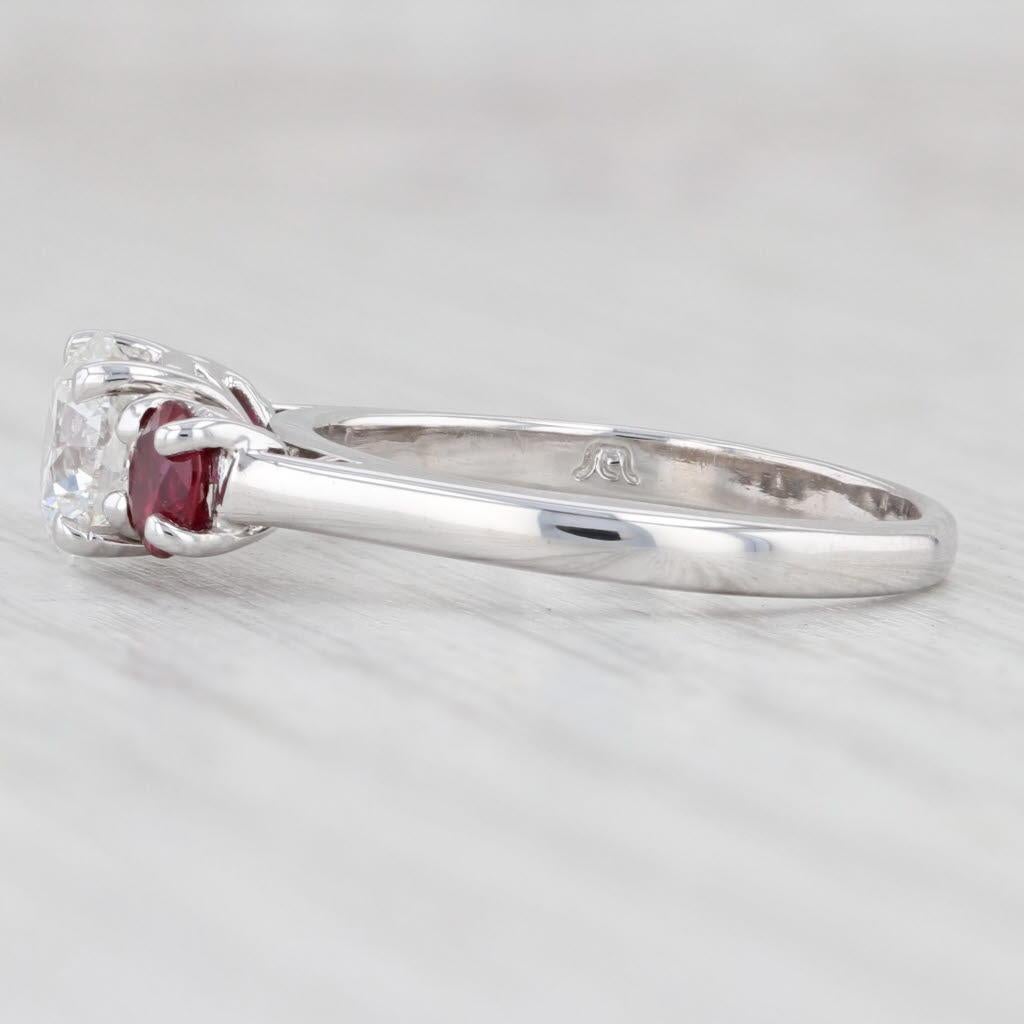 1.50ctw VS2 Diamond Ruby Ring 14k White Gold Sz 5 Round Brilliant GIA Engagement In Good Condition For Sale In McLeansville, NC