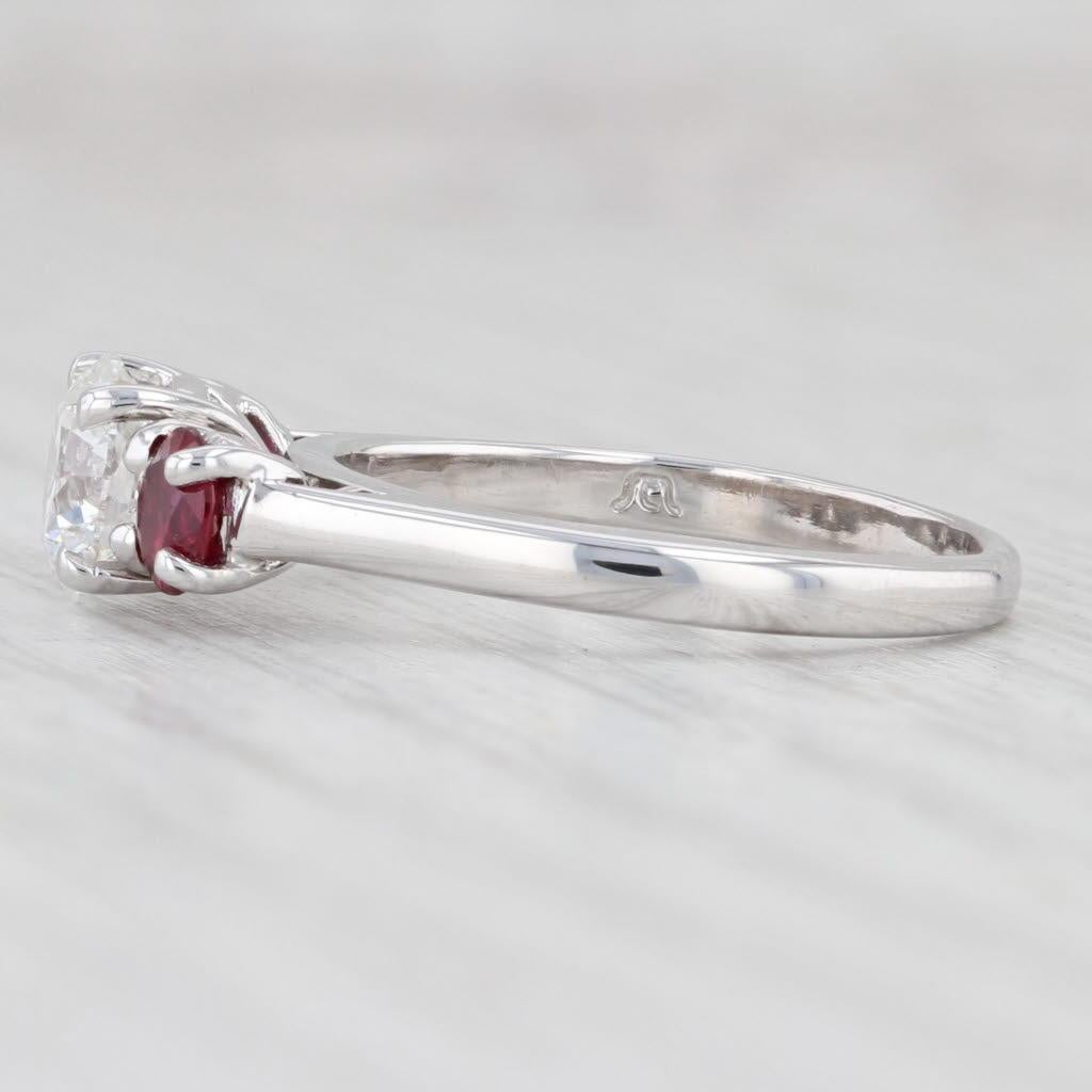 Anello di rubino con diamante da 1,50ctw VS2 in oro bianco 14k Sz 5, brillante rotondo GIA per il fidanzamento In condizioni buone in vendita a McLeansville, NC