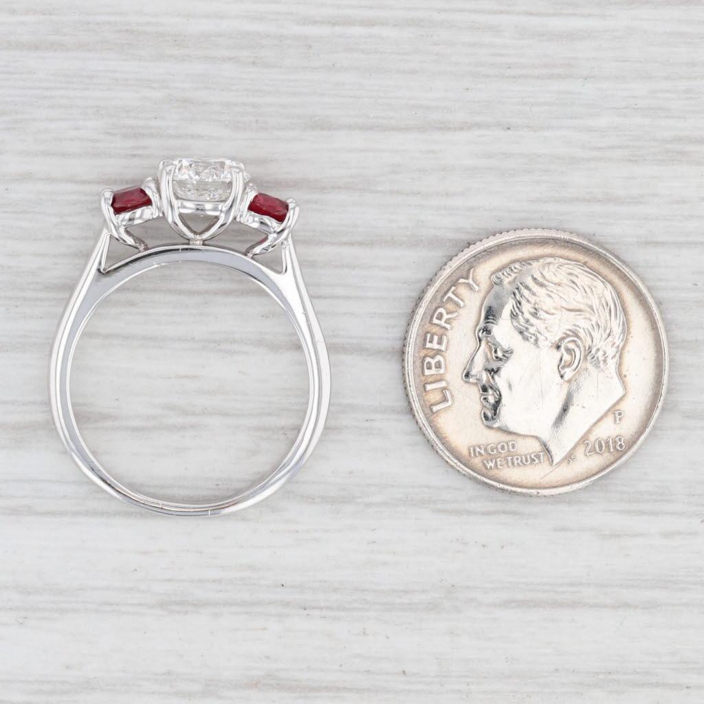 1.50ctw VS2 Diamond Ruby Ring 14k White Gold Sz 5 Round Brilliant GIA Engagement For Sale 3